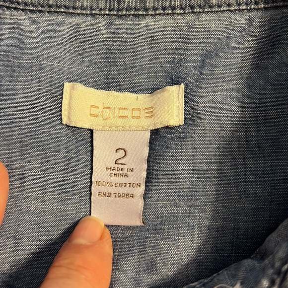 CHICO’S Shirt Chambray Top Blouse - Picture 8 of 11